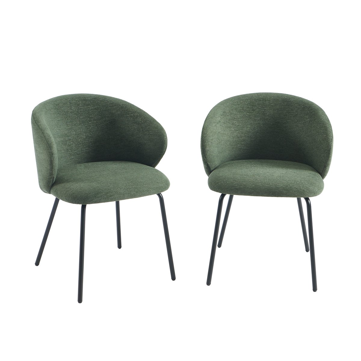 Chaise en tissu chenille (lot de 4) CASSIE vert, SORELH