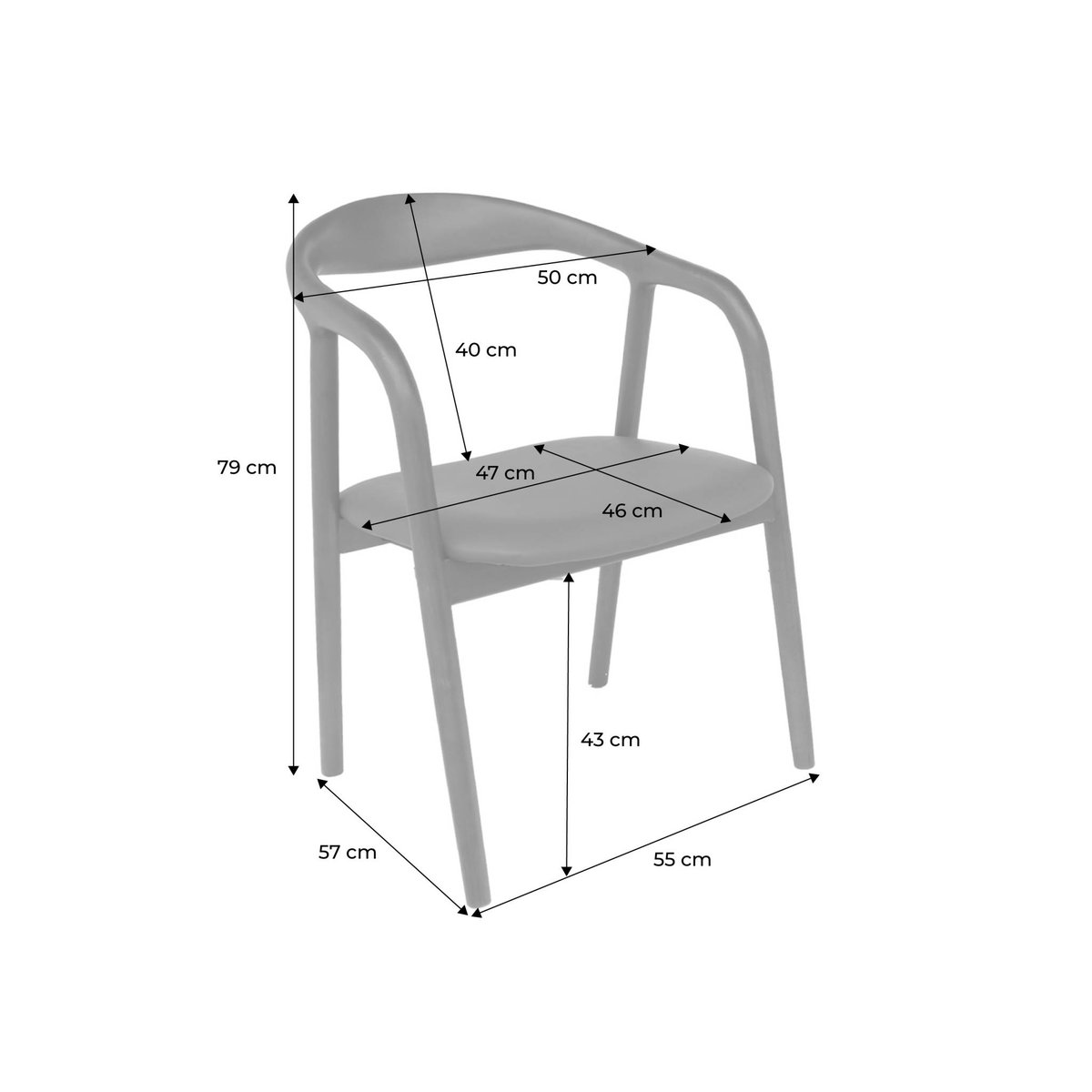 Fauteuil bois d'hévéa et simili cuir (lot de 2) SARA noyer, SWEEEK