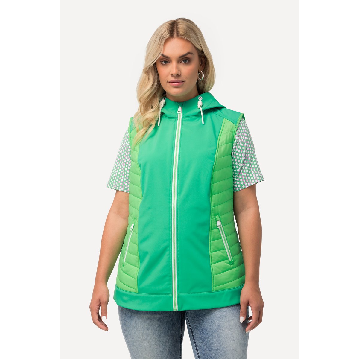 Gilet à capuche hybride HYPRAR, imperméable vert printanier, ULLA POPKEN