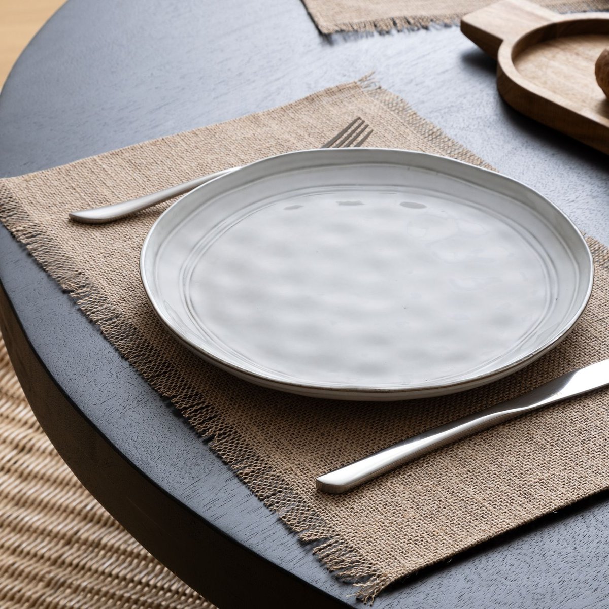 Lot de 6 sets de table à franges beige, TOILINUX