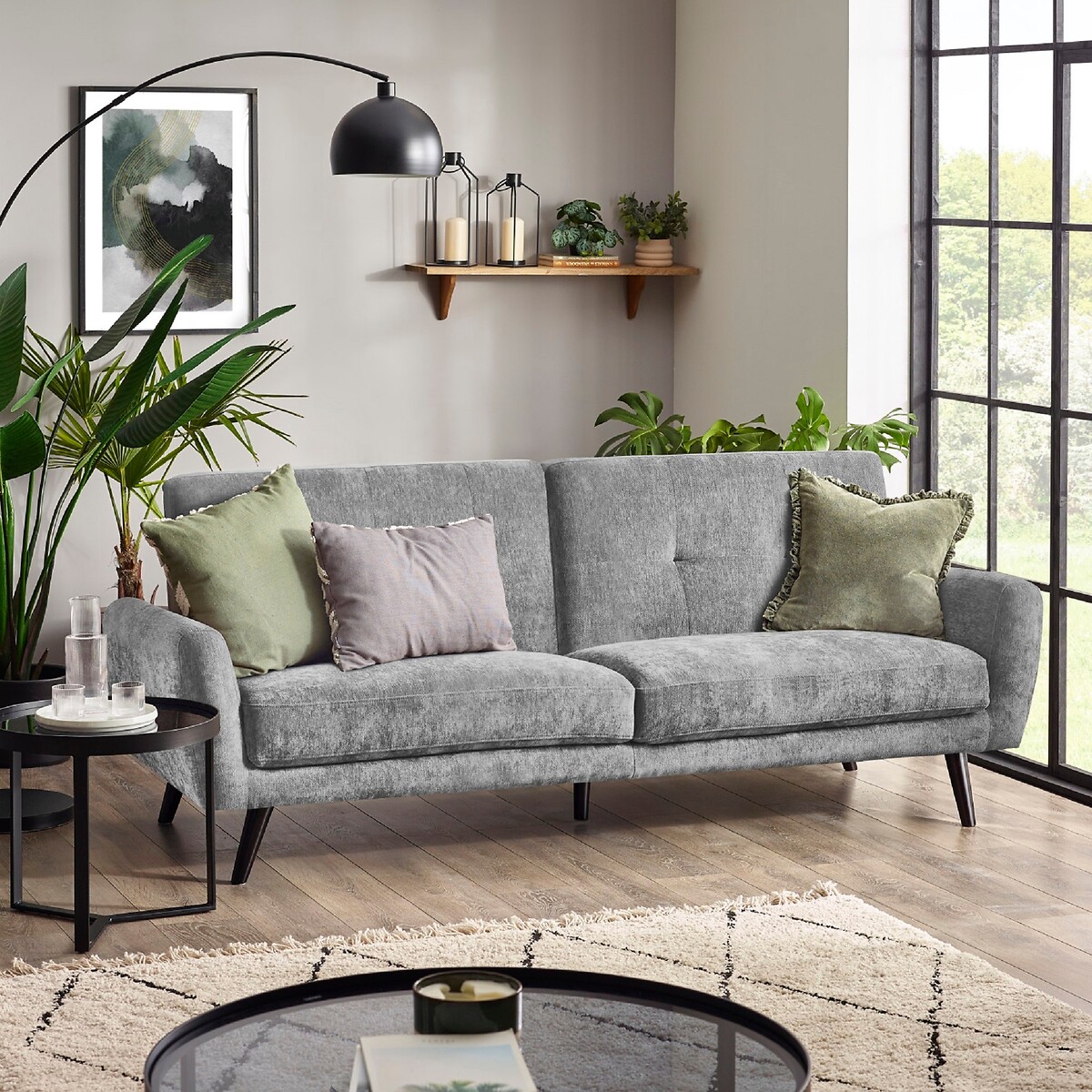 Edie Chenille 2 Seater Sofa Bed grey, SO'HOME
