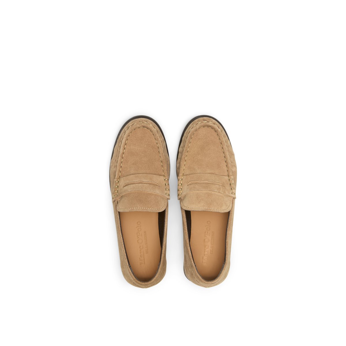 Loafer en cuir de vachette velours de haute qualité marron clair, MARC O'POLO