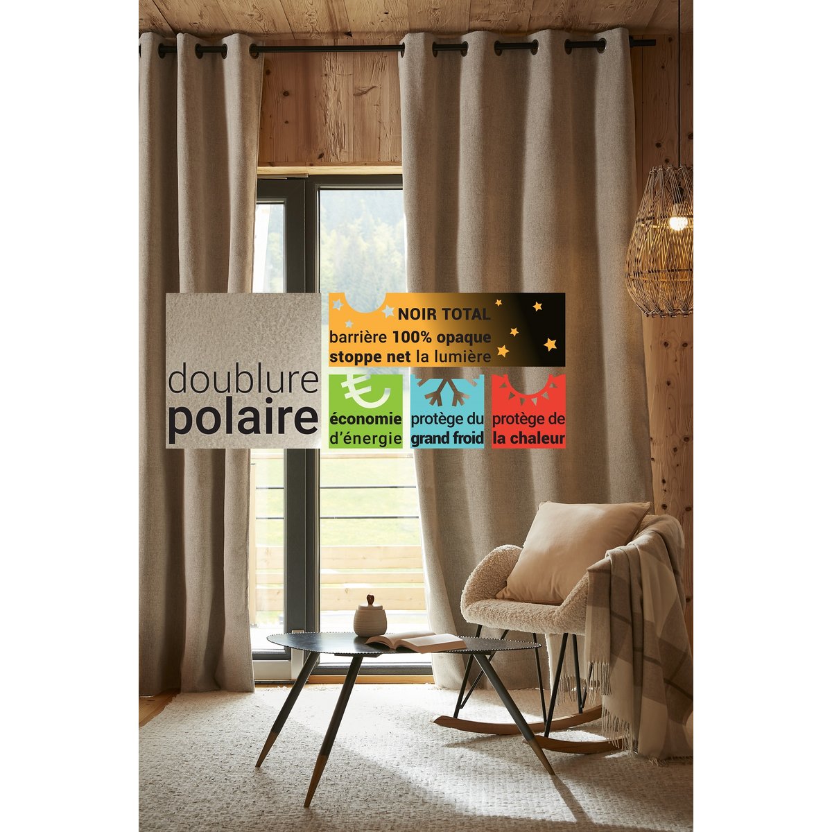 Rideau occultant thermique Bjorn bleu marine, EDEN