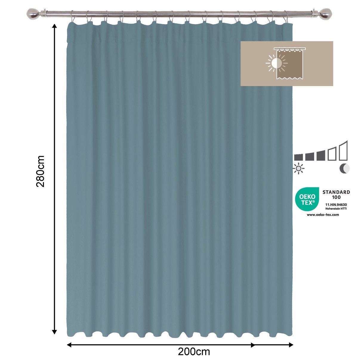 Rideau tamisant coton, KALPE bleu, INSPIRE