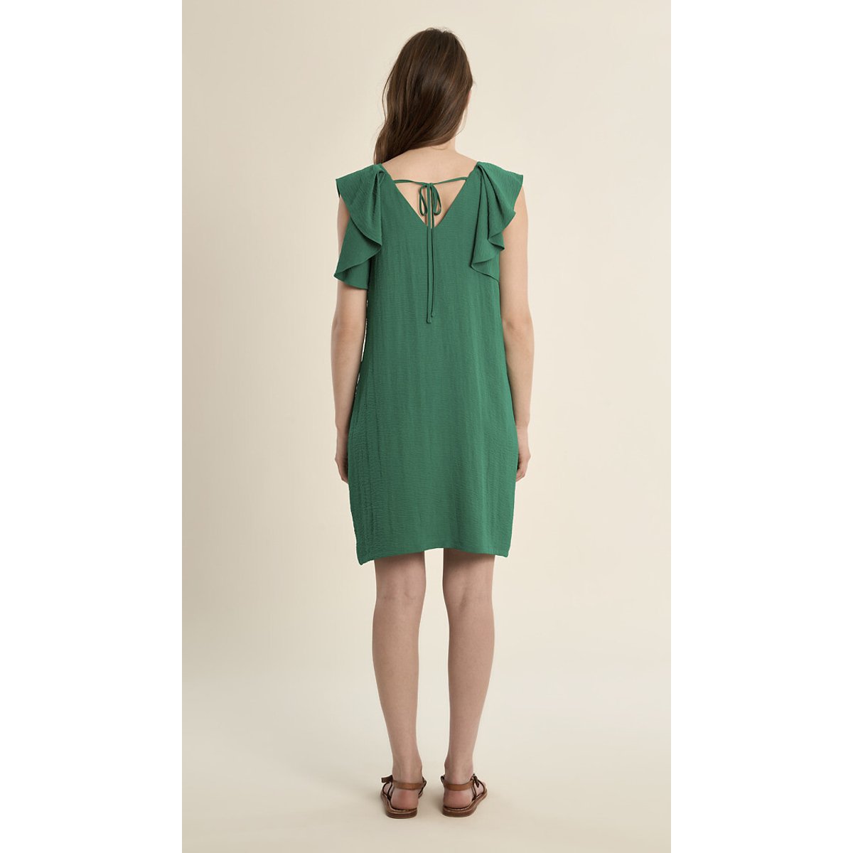 Robe courte avec manches volantées vert, MOLLY BRACKEN
