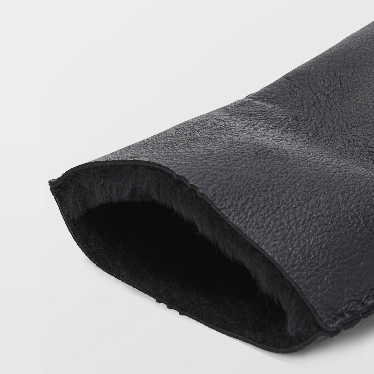 Gants cuir en peau lainée noir, MONOPRIX