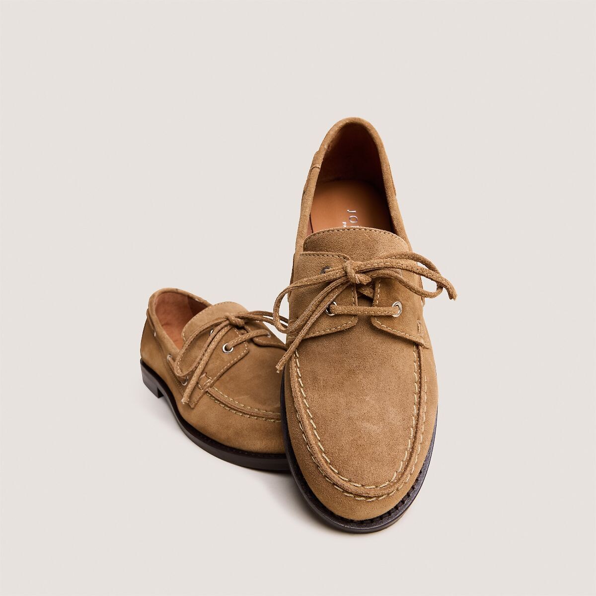 Mocassini da barca in pelle scamosciata, Olga beige scuro, JONAK