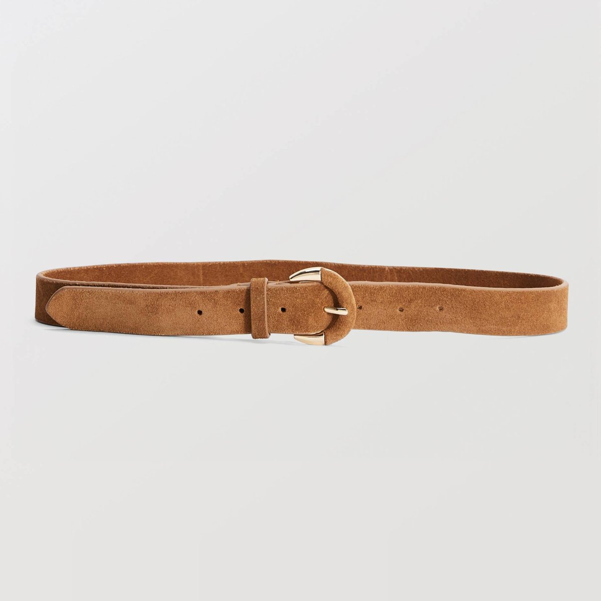 Ceinture en cuir avec boucle recouverte tan, MONOPRIX