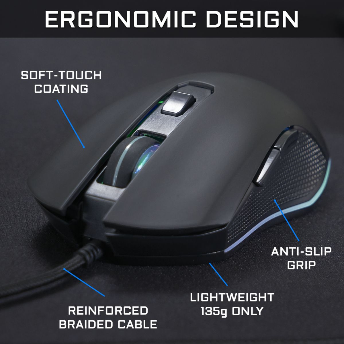Souris Gamer Filaire KULT-HELIUM couleur unique, THE G-LAB