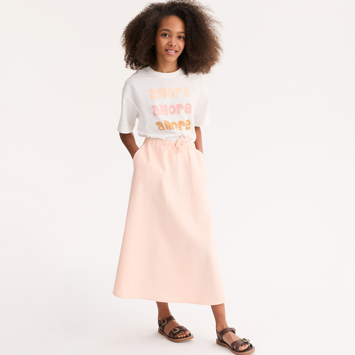 Sandales en cuir à boucle marron foncé, LA REDOUTE COLLECTIONS