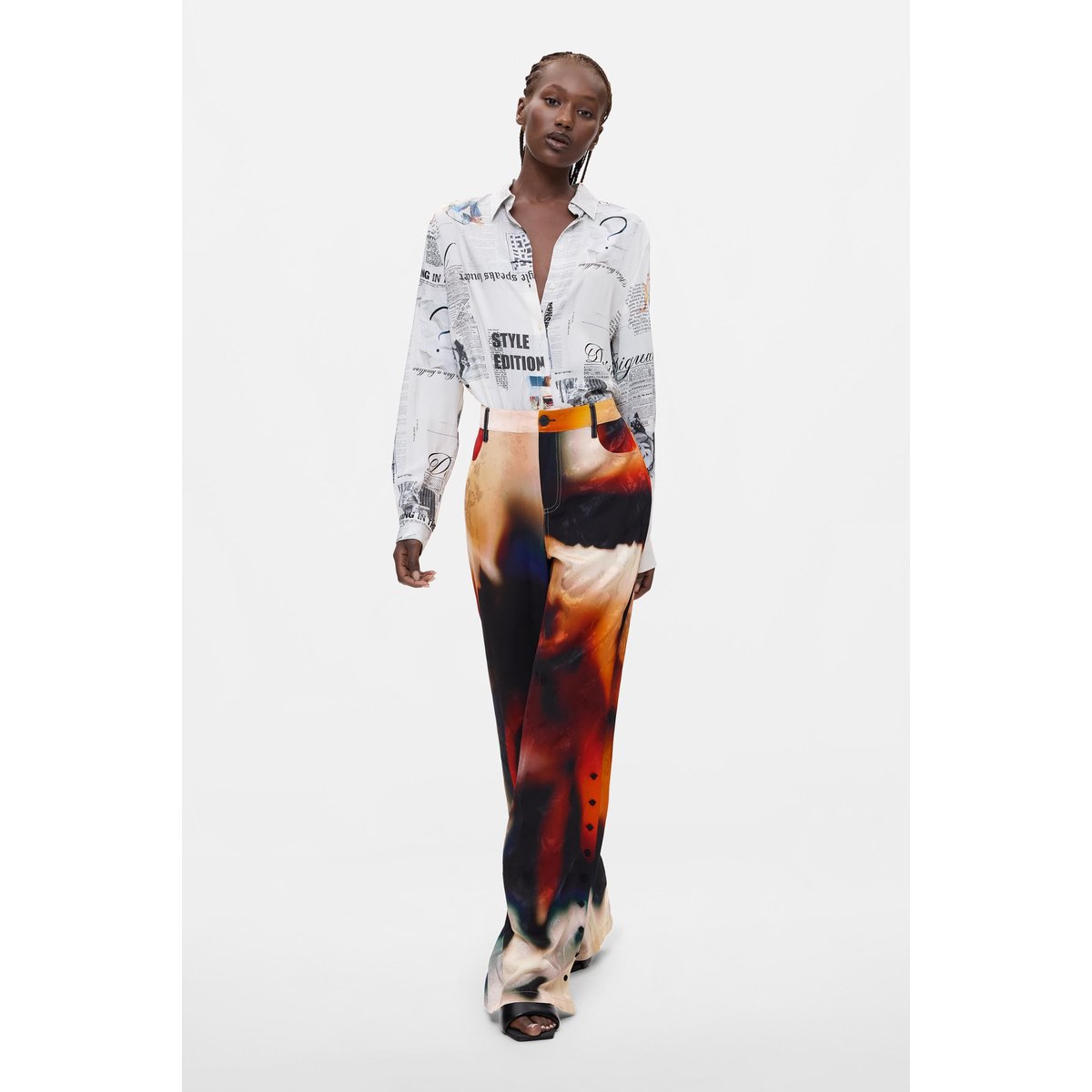 Pantalon long imprimé noir, DESIGUAL