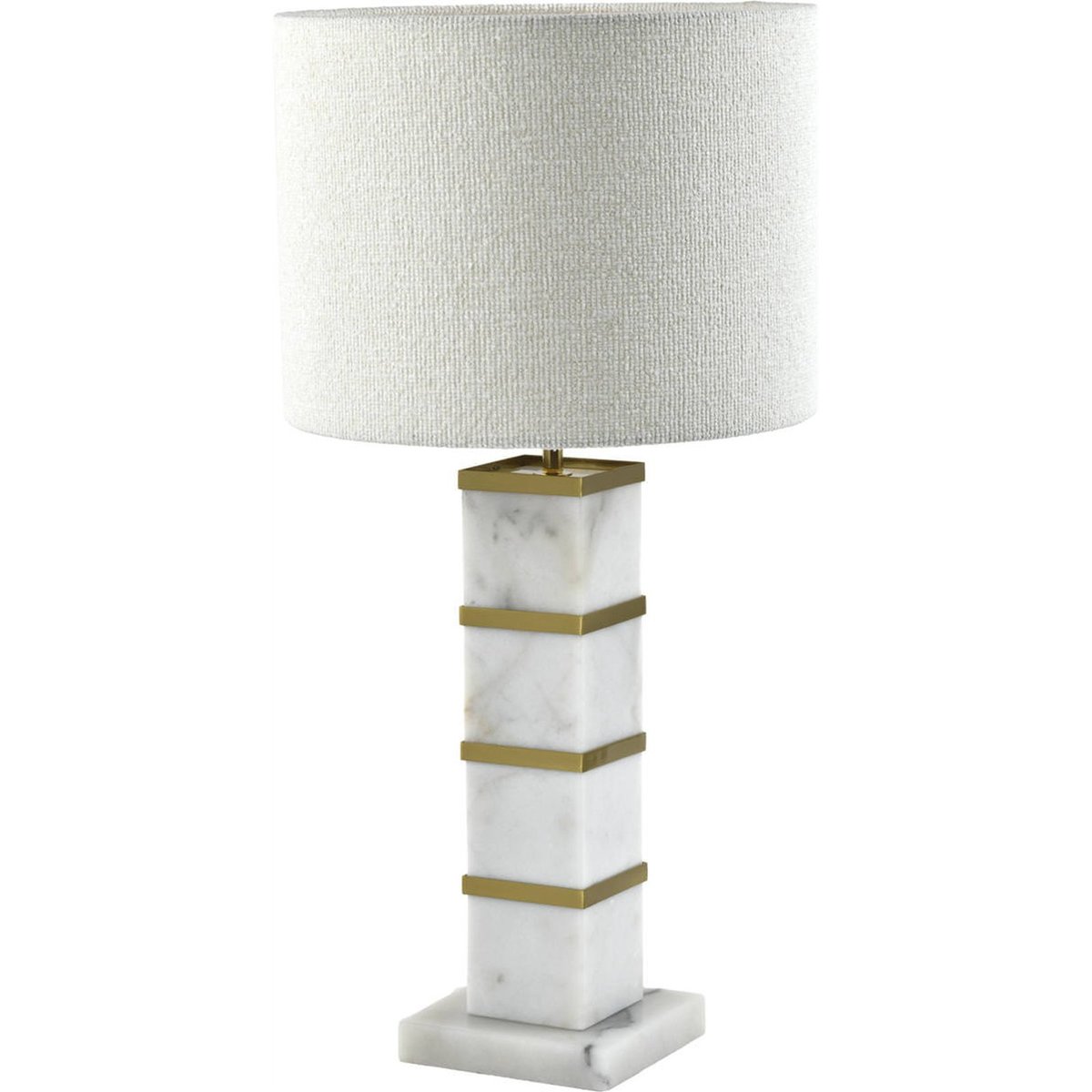 Lampe à poser en marbre avec abat-jour blanc et doré, RECOLLECTION