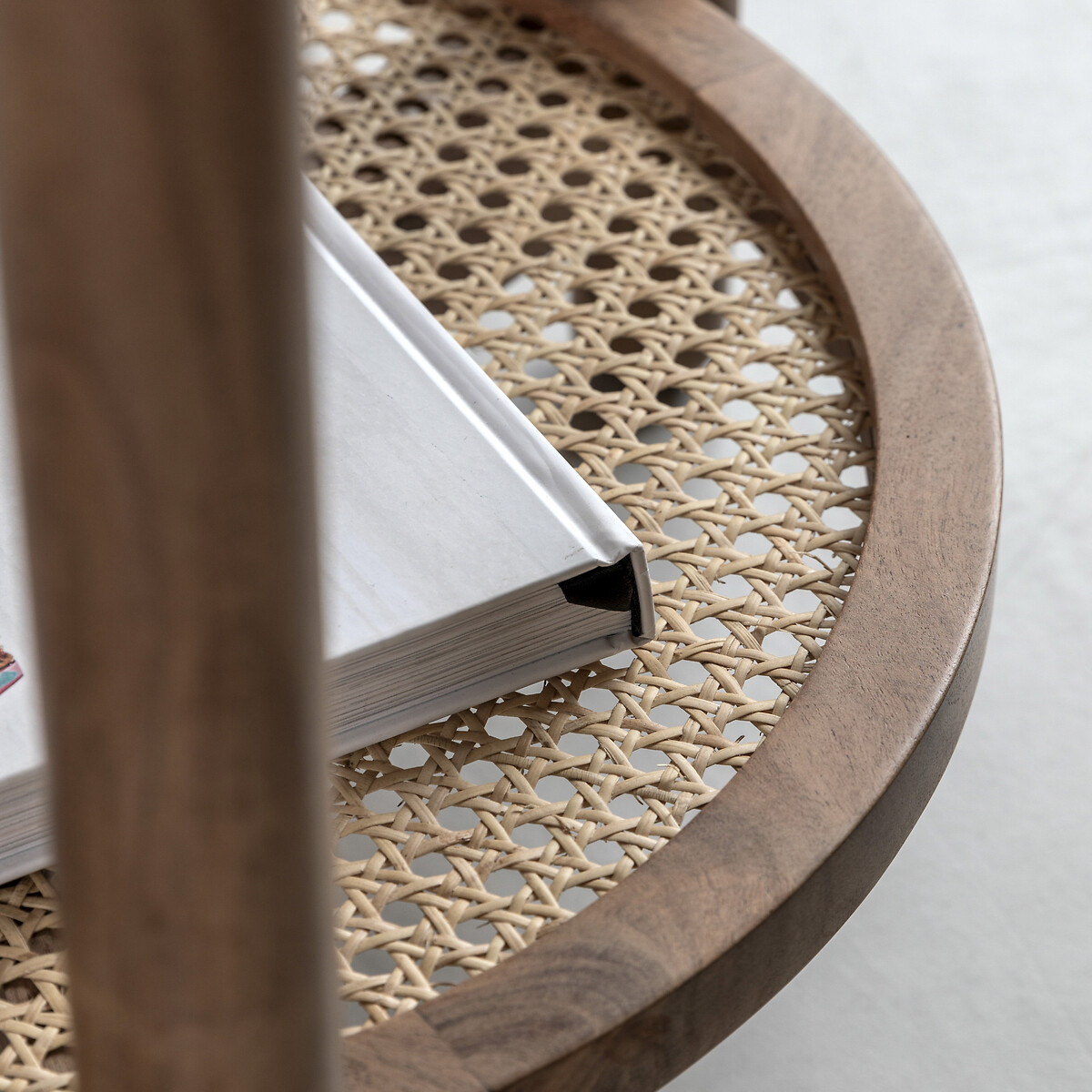 Chico Round Side Table with Rattan Shelf natural, ÉDITÉ