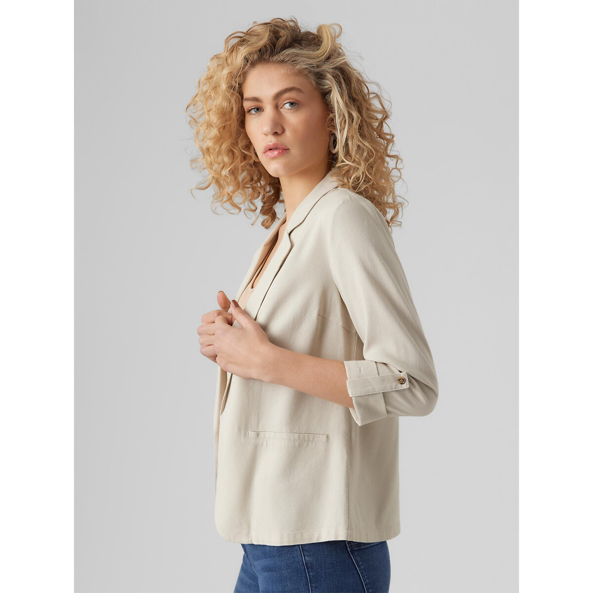 Blazer manches 3/4 ecru, VERO MODA