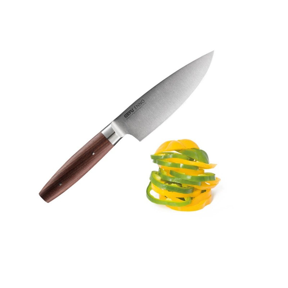 Couteau de cuisine Enno 15 cm en acier et bois de noyer argent et marron, GEFU