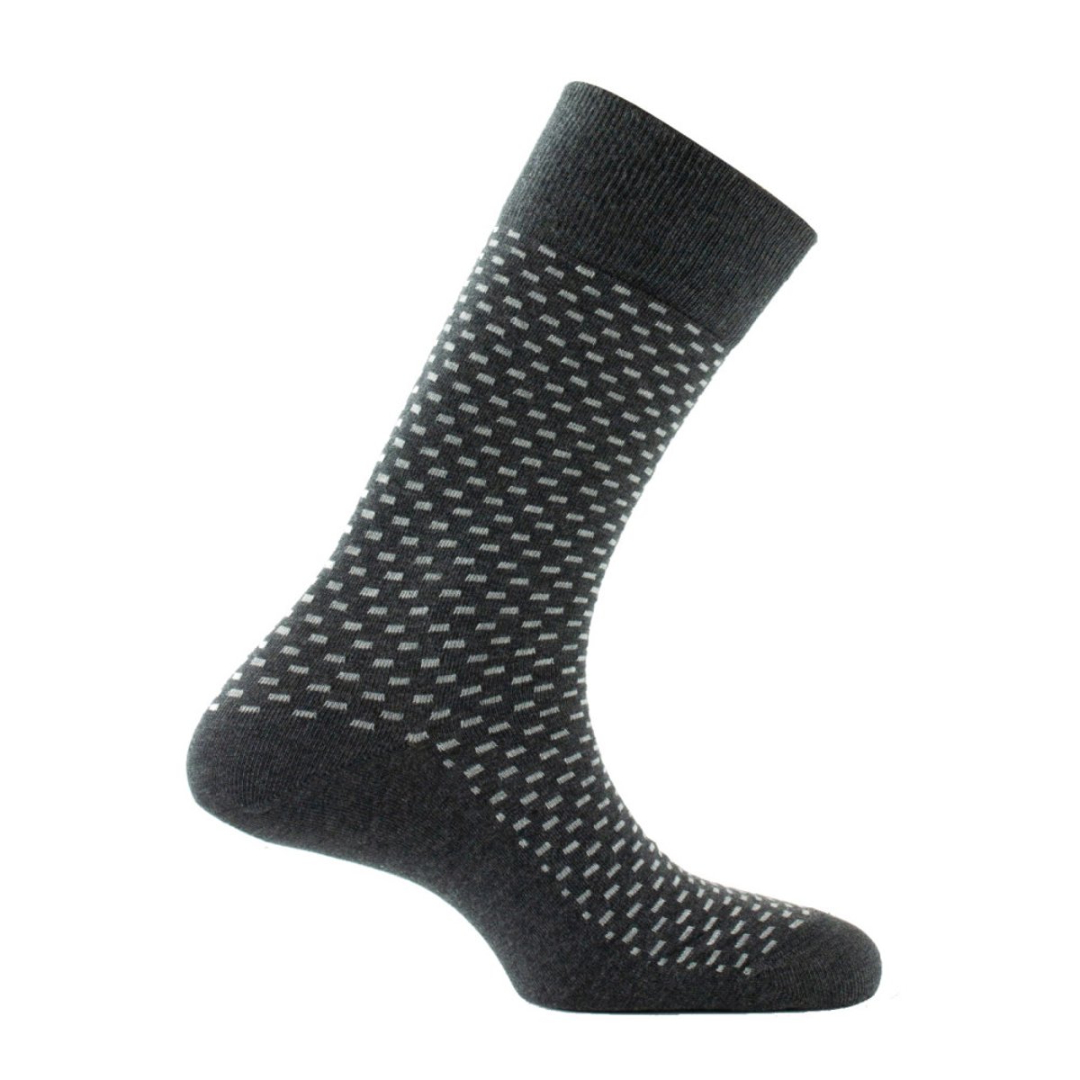 Lot de 2 paires de chaussettes jersey all over micro rectangles plus unie MADE IN FRANCE anthracite noir, KINDY