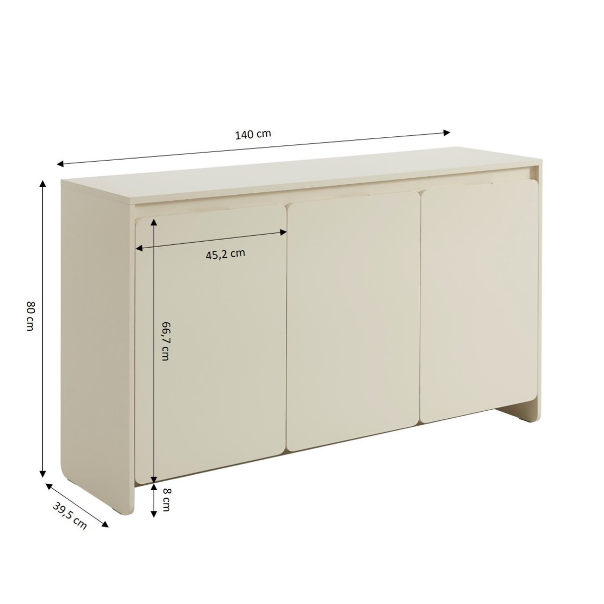 Buffet 3 portes AKKA beige, BAÏTA