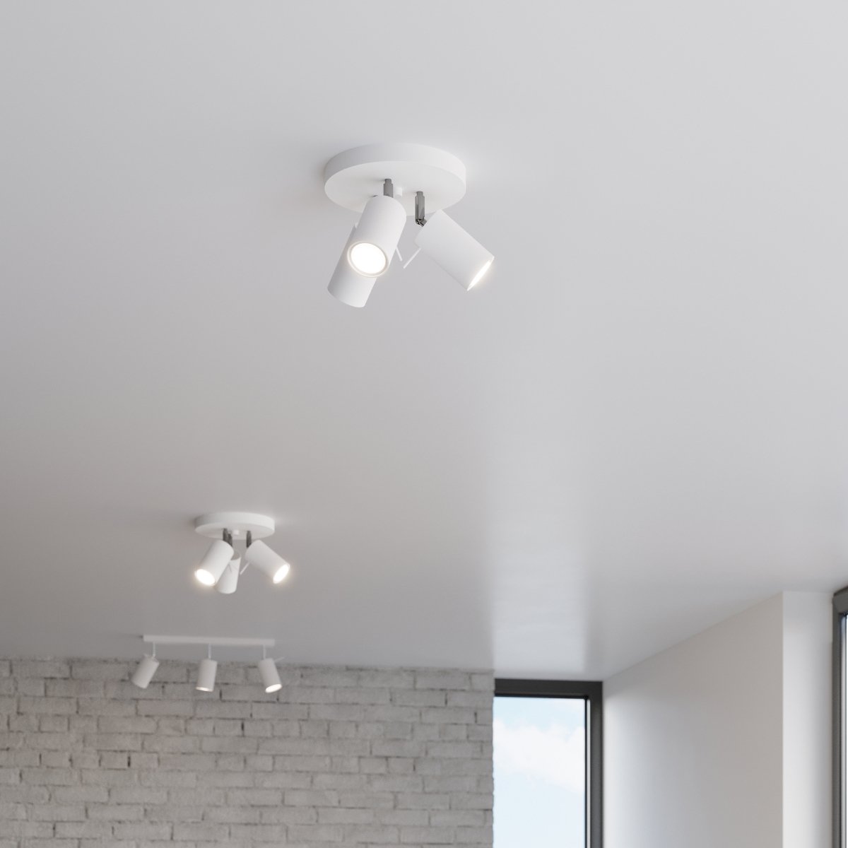 Plafonnier Acier Blanc GU10 3 Ring blanc, EDEN
