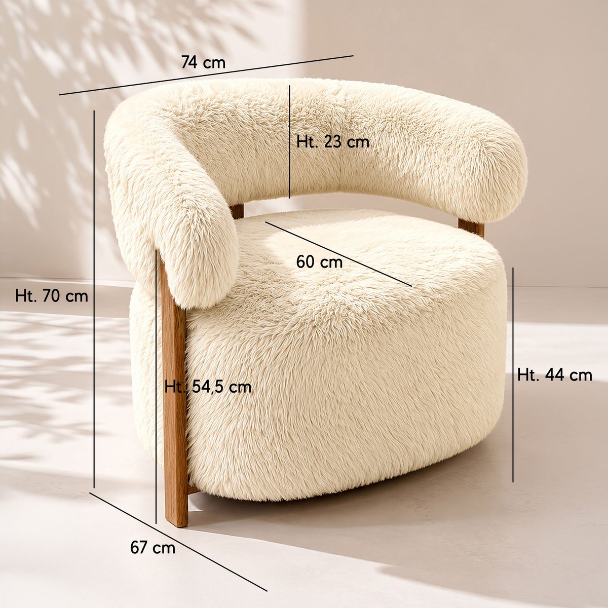 Fauteuil arrondi en tissu doux, NOUBIA beige, NOW'S HOME