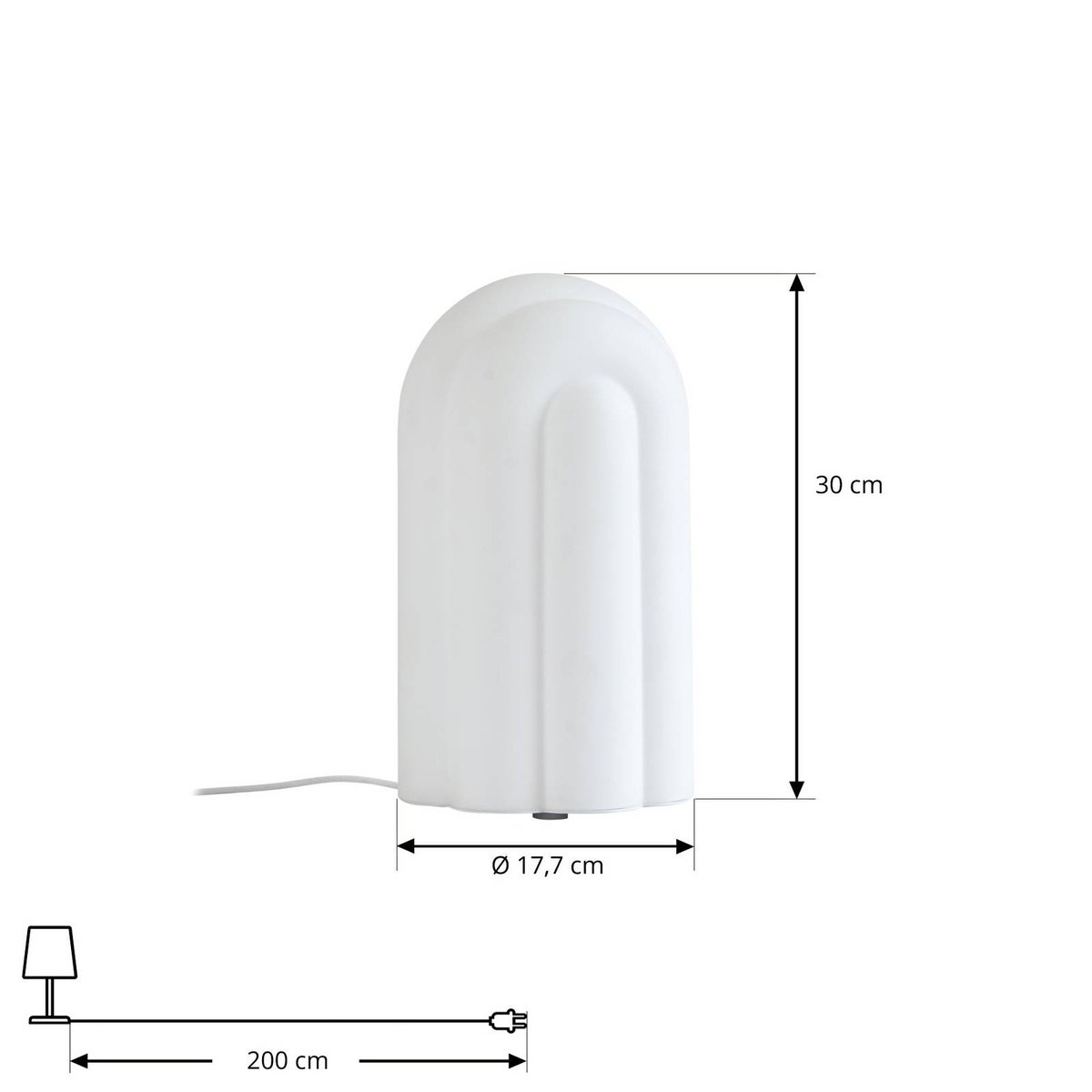 Lampe à poser en verre moderneLED, Lunja blanc, LUCANDE