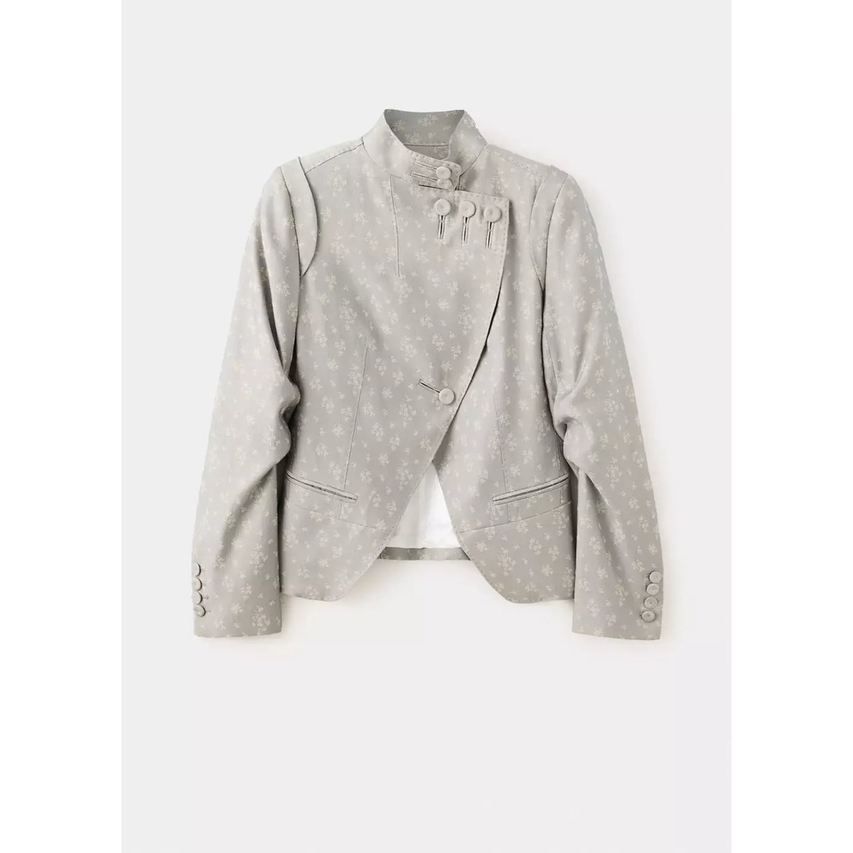 Veste en jacquard à revers bleu, MANGO