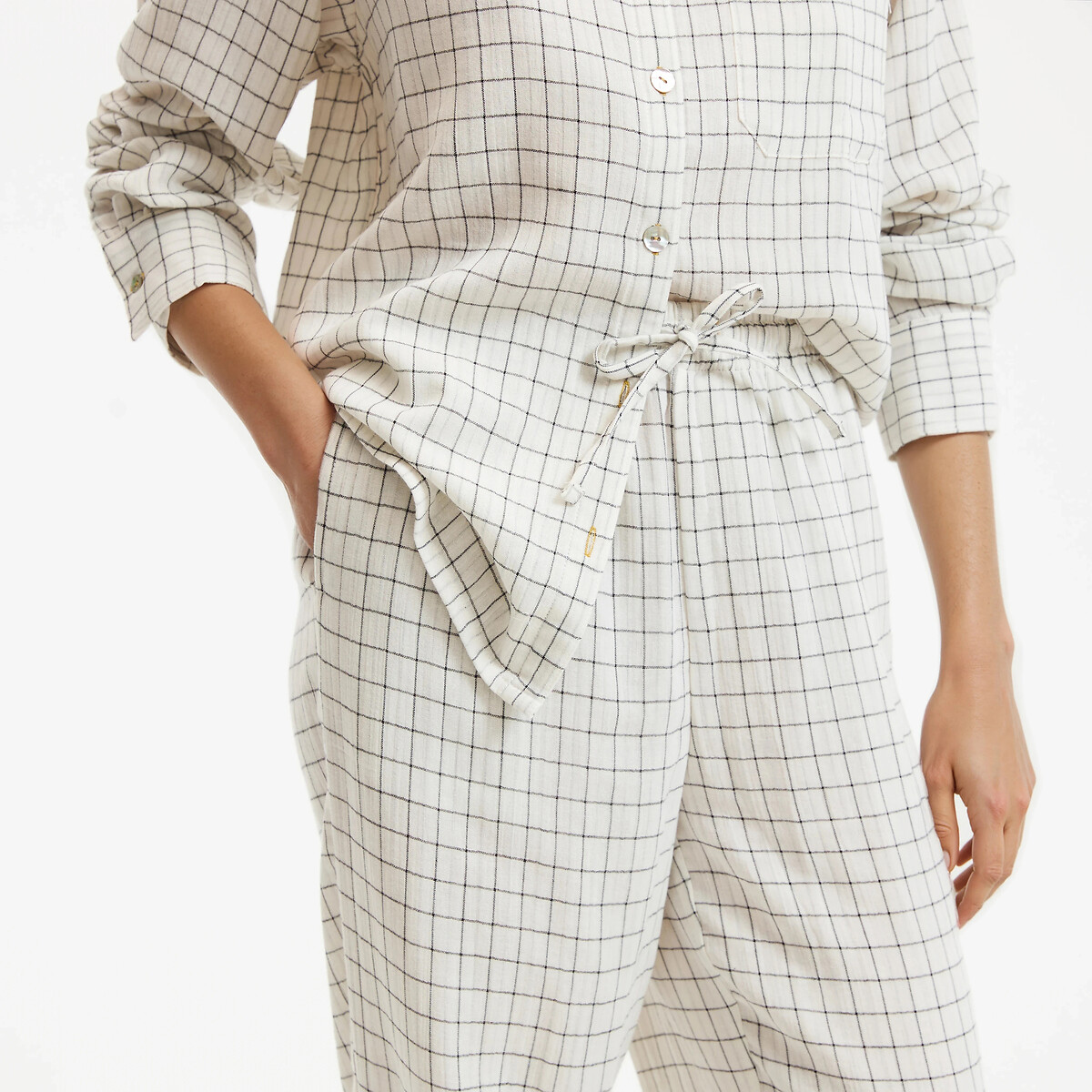 Pyjama rayé, 2 pièces, en gaze coton, Signature MARGOT carreaux, LA REDOUTE COLLECTIONS