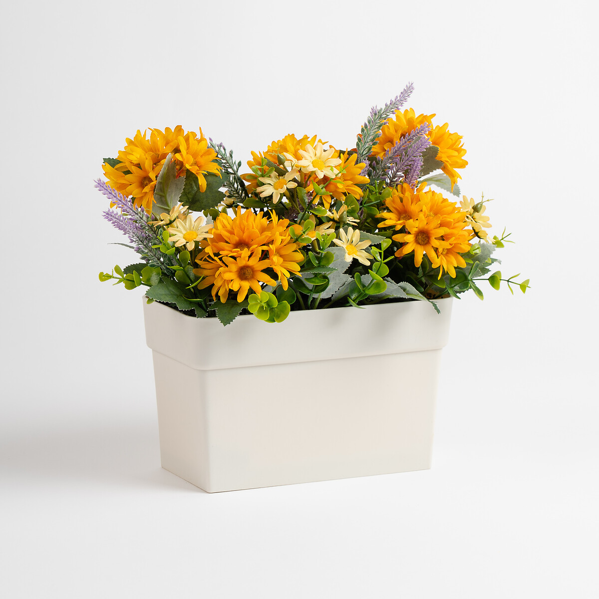 Orange & Yellow Daisy in UV Trough Planter orange, SO'HOME