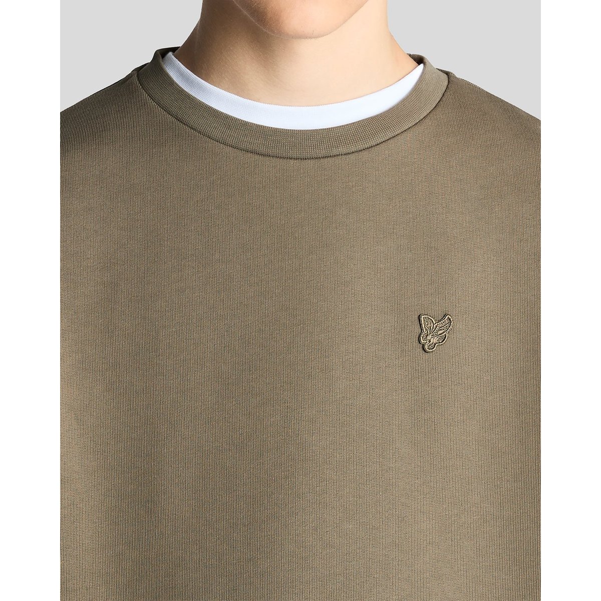 Sweat-shirt épais en coton vert kaki cendré, LYLE & SCOTT