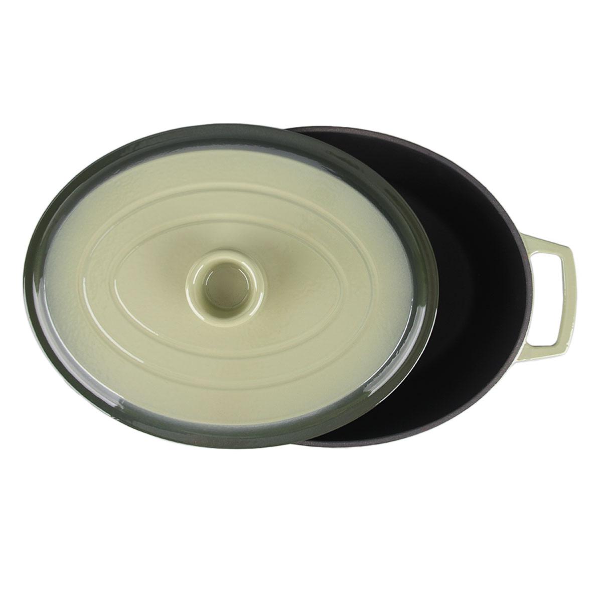Cocotte en fonte ovale 33cm - "Masseiron Olivine" couleur unique, LAGUIOLE CUISSON