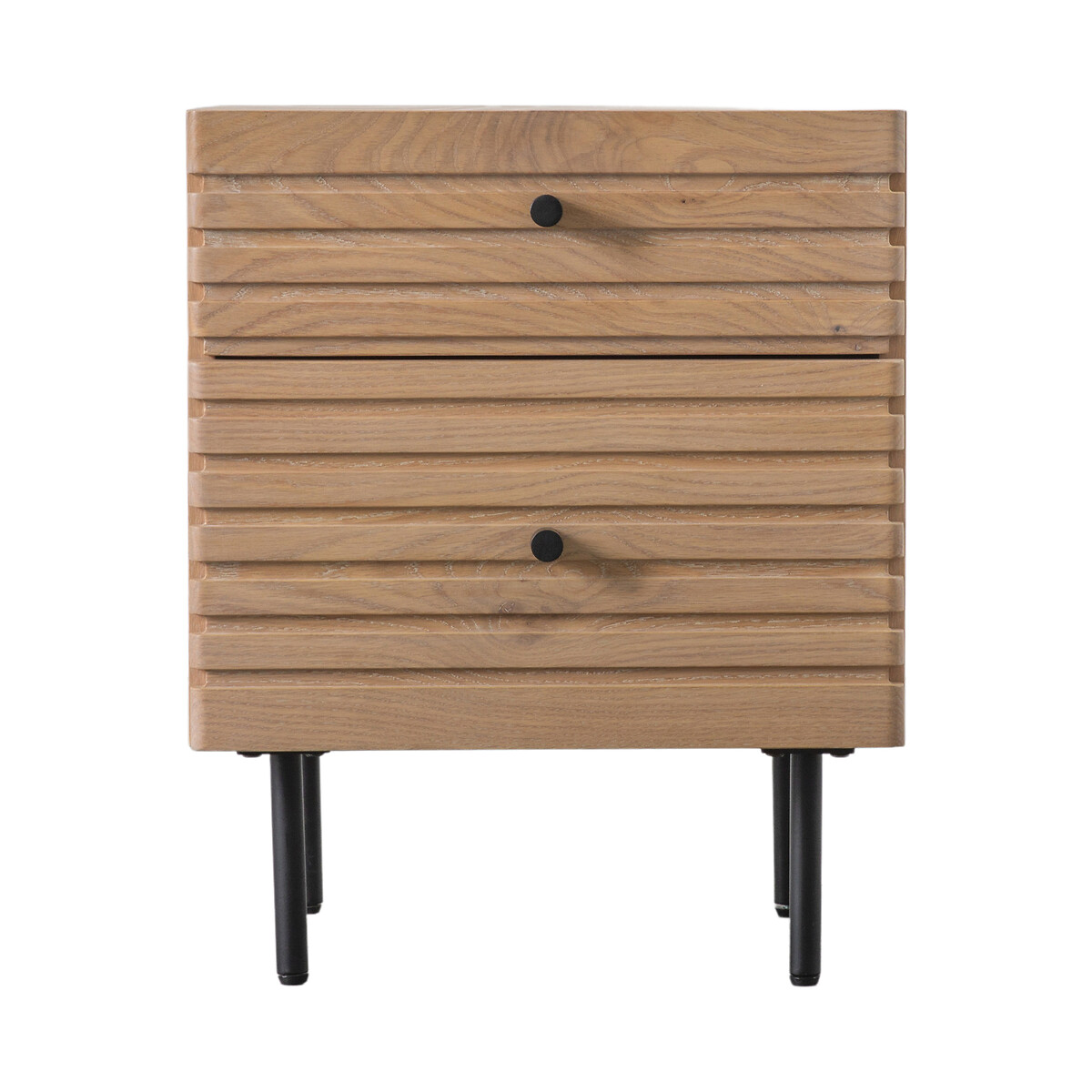 Batala Japandi Oak Slatted 2 Drawer Bedside Table oak, ÉDITÉ