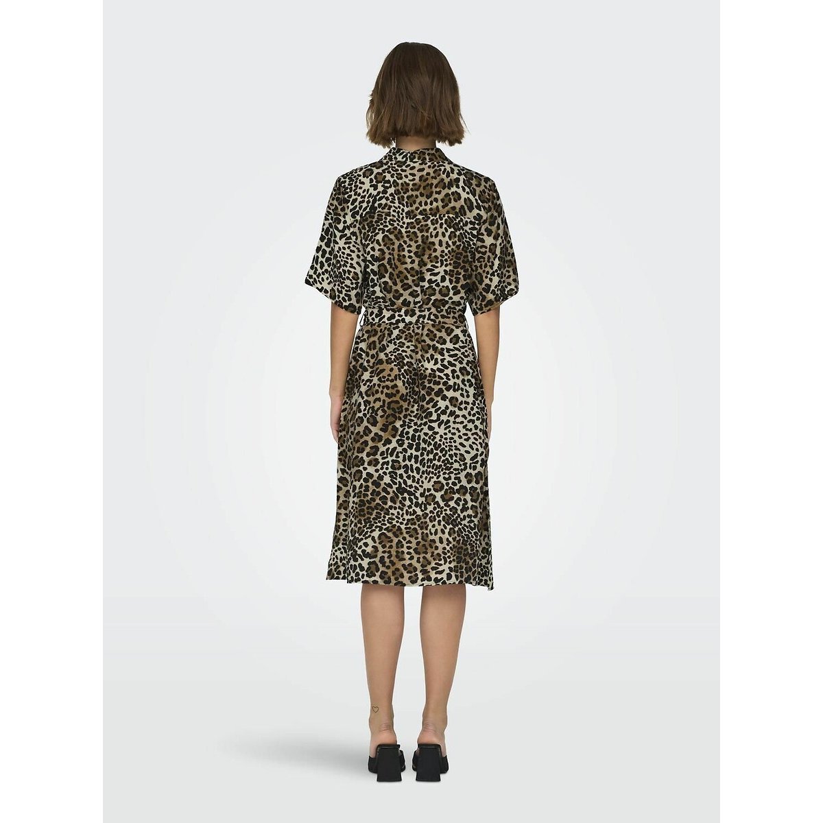 Robe midi, manches courtes imprimé léopard, JDY