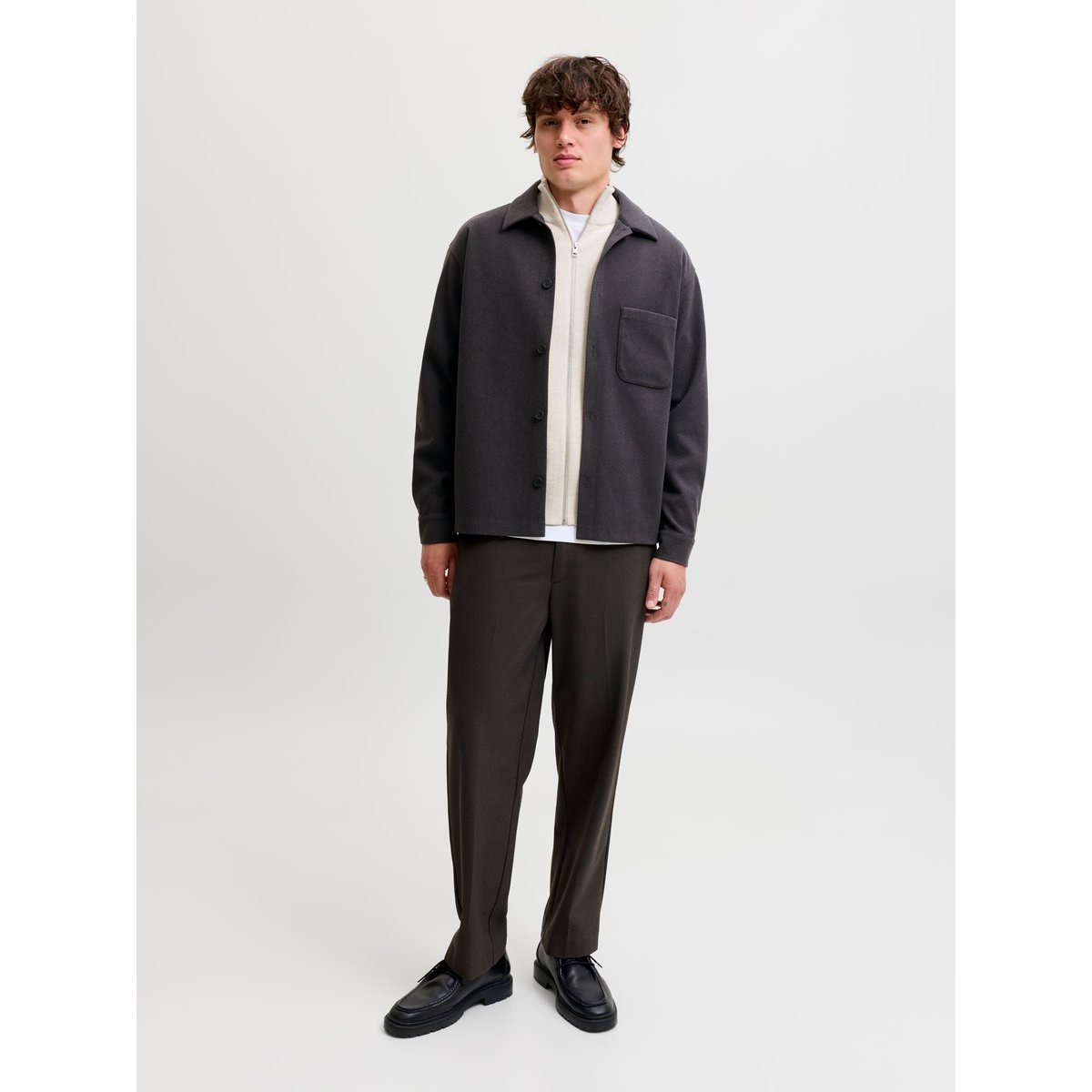 Surchemise dark grey melange, JACK & JONES