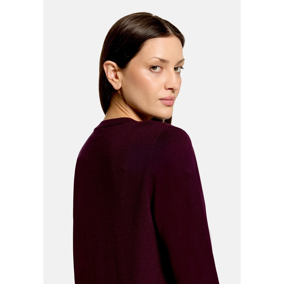 Cardigan en fine maille à encolure ronde dark dahlia, CARTOON