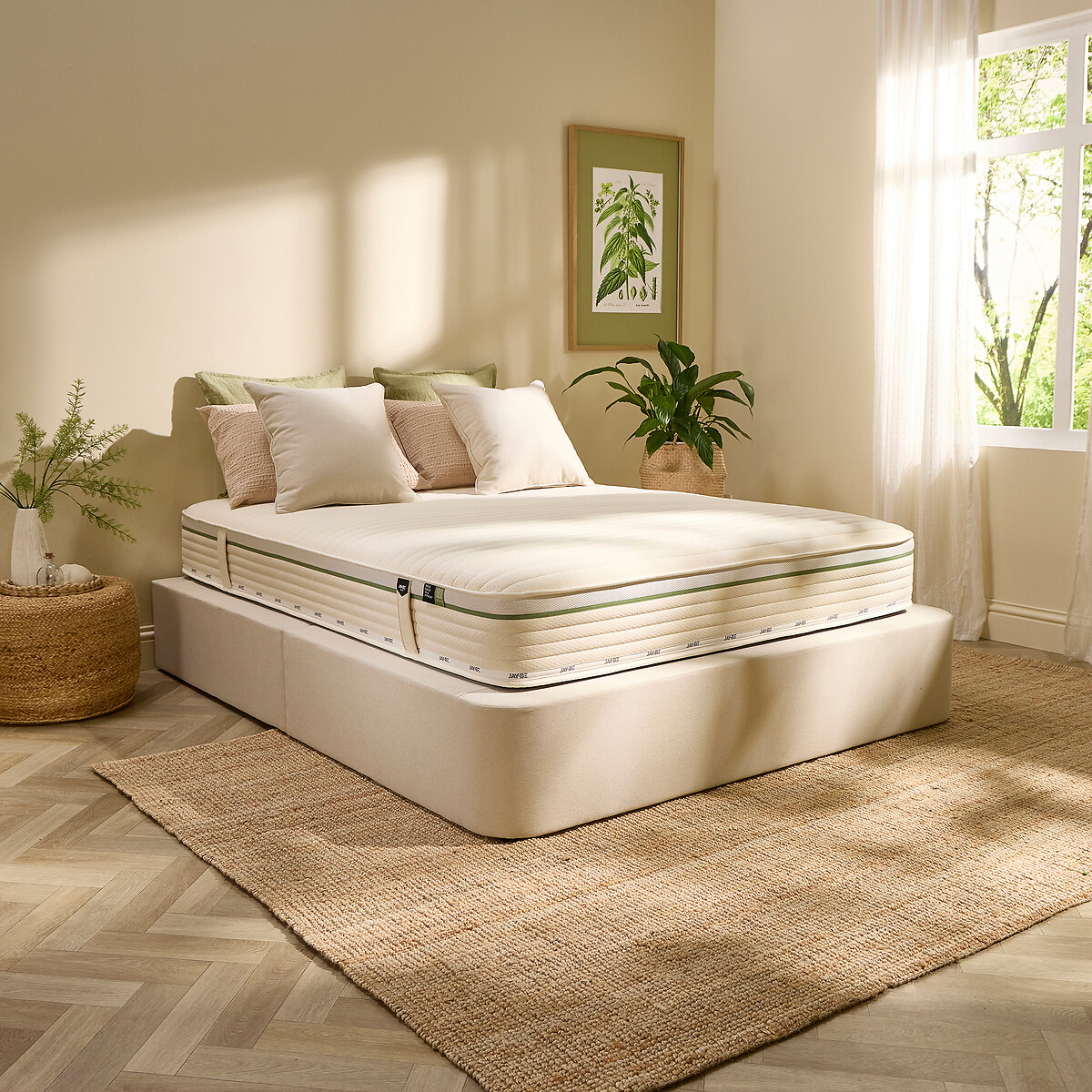 Jay-Be® Natural All Seasons Nettle Hybrid 2000 e-Pocket Mattress ecru/green, JAY-BE