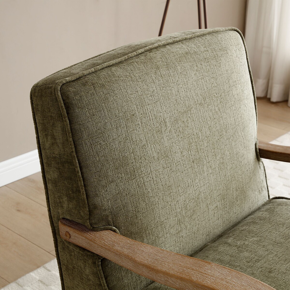 Oakley Distressed Chenille Armchair olive, SO'HOME