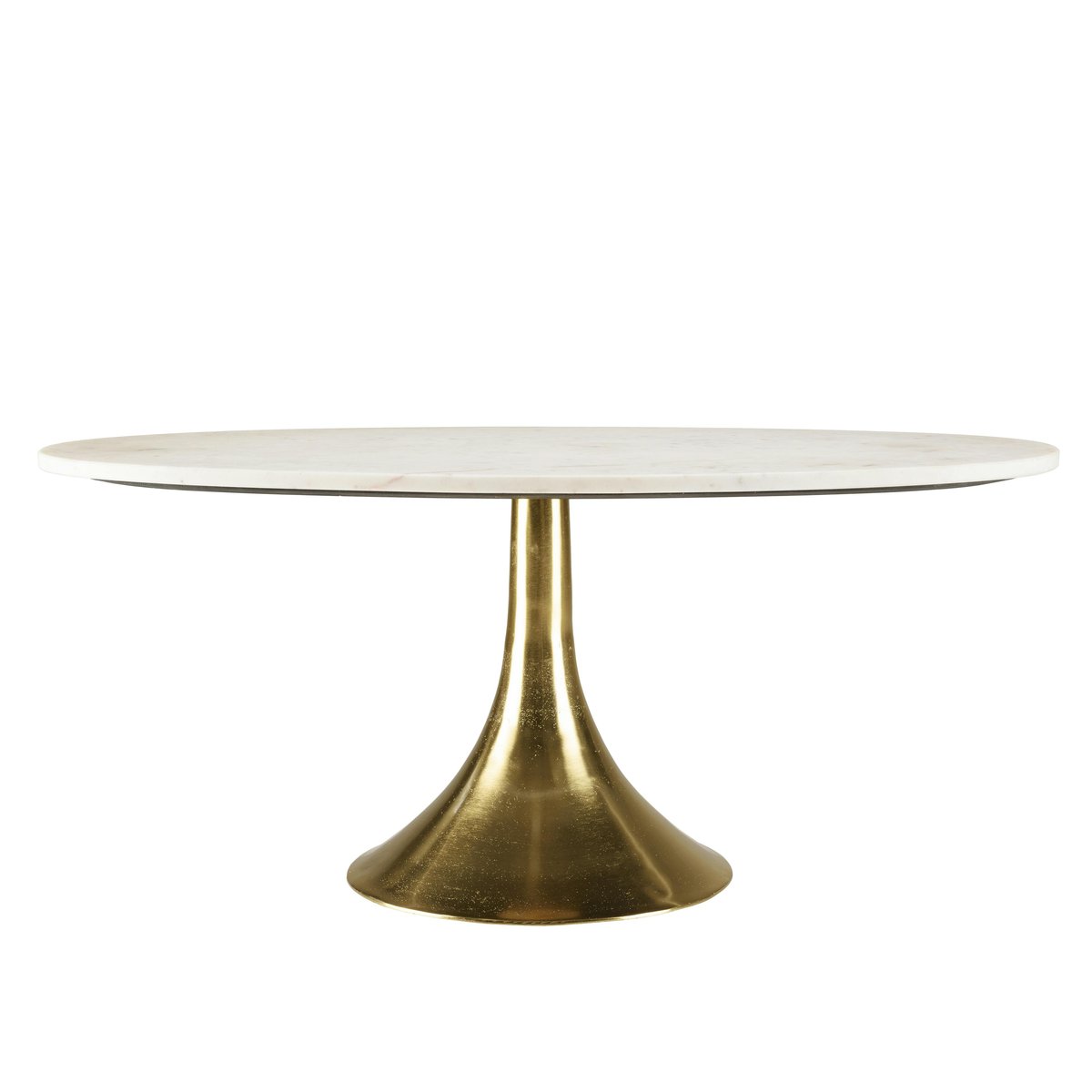 Table de salon ovale marbre blanc et pied doré ZALA blanc, PIER IMPORT