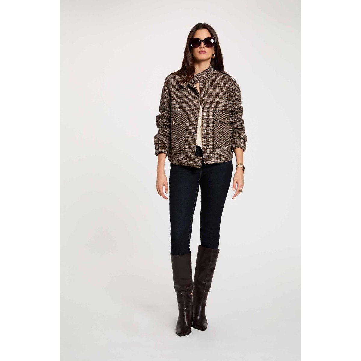 Blouson tweed col mao multicolore, MORGAN