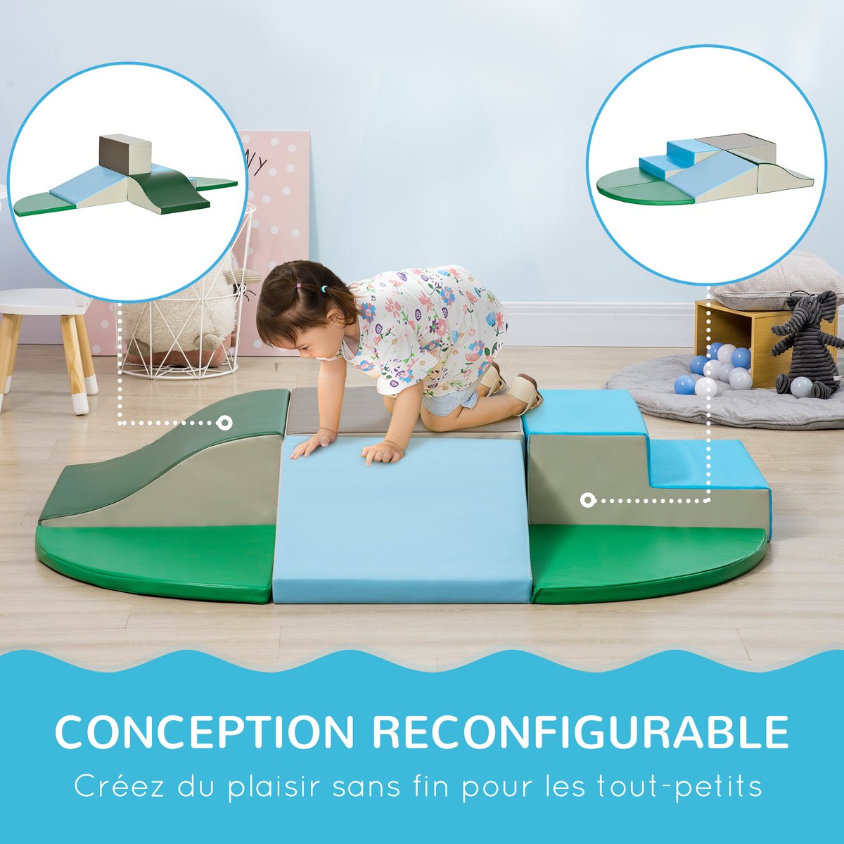 Ensembles de jeux mous pour enfants EPE Rose, multicolore, HOMCOM