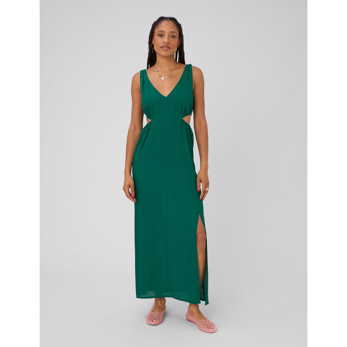 Robe longue col v vert, BZB