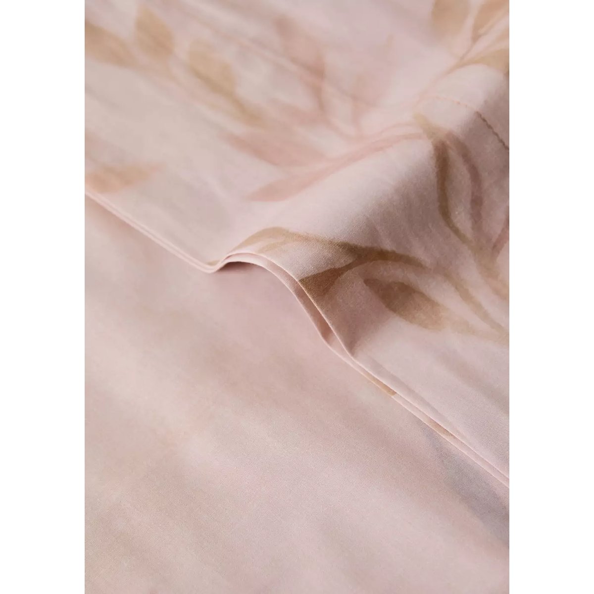 Deux taies d'oreiller percale de coton imprimé feuilles 45x110 cm pêche, MANGO HOME