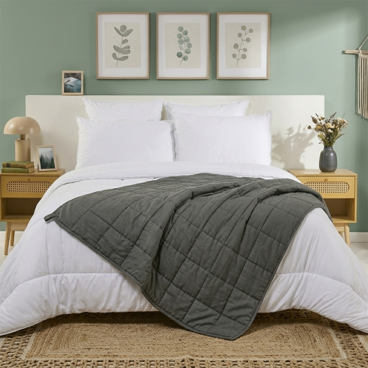 Couette chaude lestée microfibre 7kg gris anthracite, BLEU CALIN