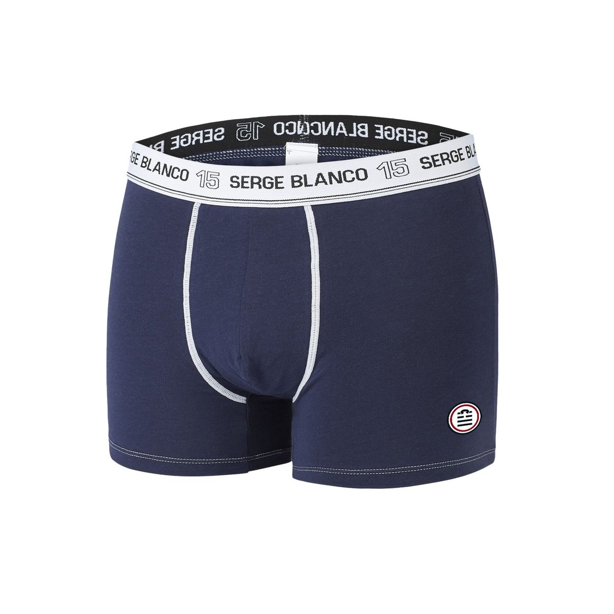 Lot De 2 Boxers Coton Uni bleu/noir, SERGE BLANCO