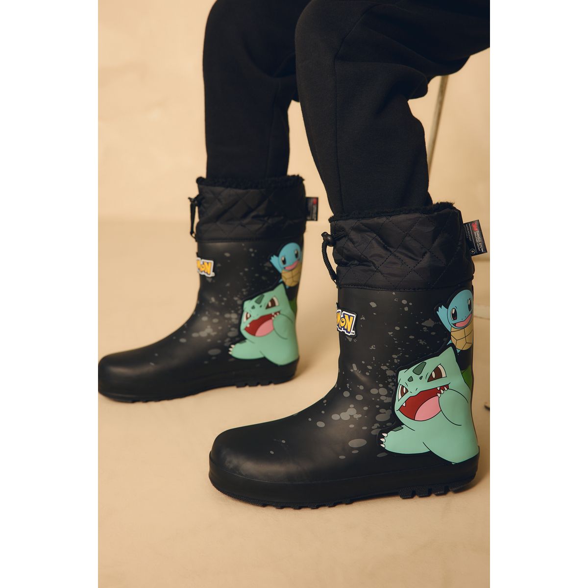 Bottes en caoutchouc fourrées pokémon noir, NEXT