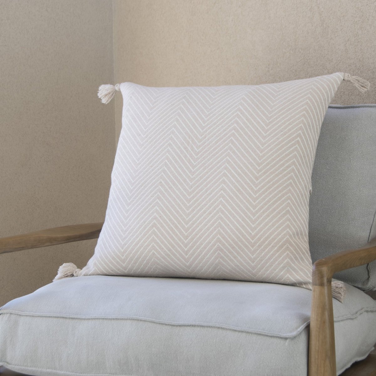 Coussin coton AMSTERDAM taupe clair, FEBRONIE