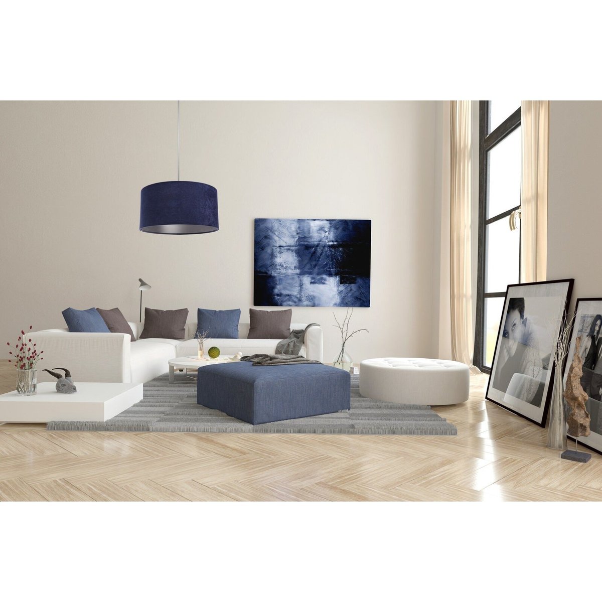 Suspension en tissu, GLAMOUR bleu, argent, BPS KONCEPT