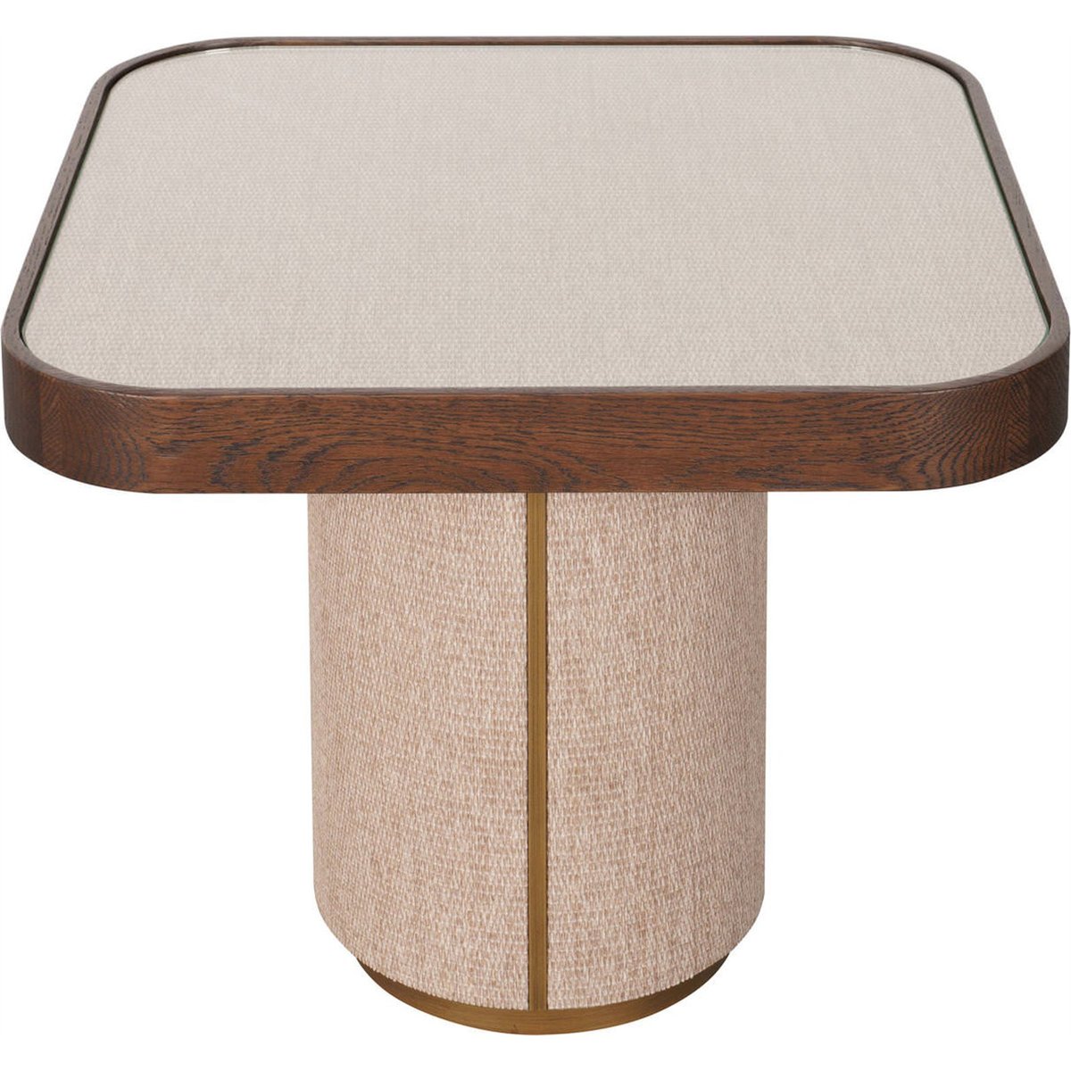 Table d'appoint WILLOX plateau verre beige et bois brun, RECOLLECTION