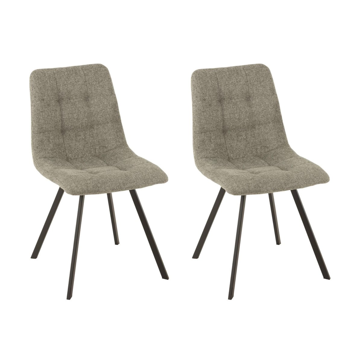 Chaises en tissu et en métal noir (lot de 2) - OLIVIA gris, HELLIN, DEPUIS 1862