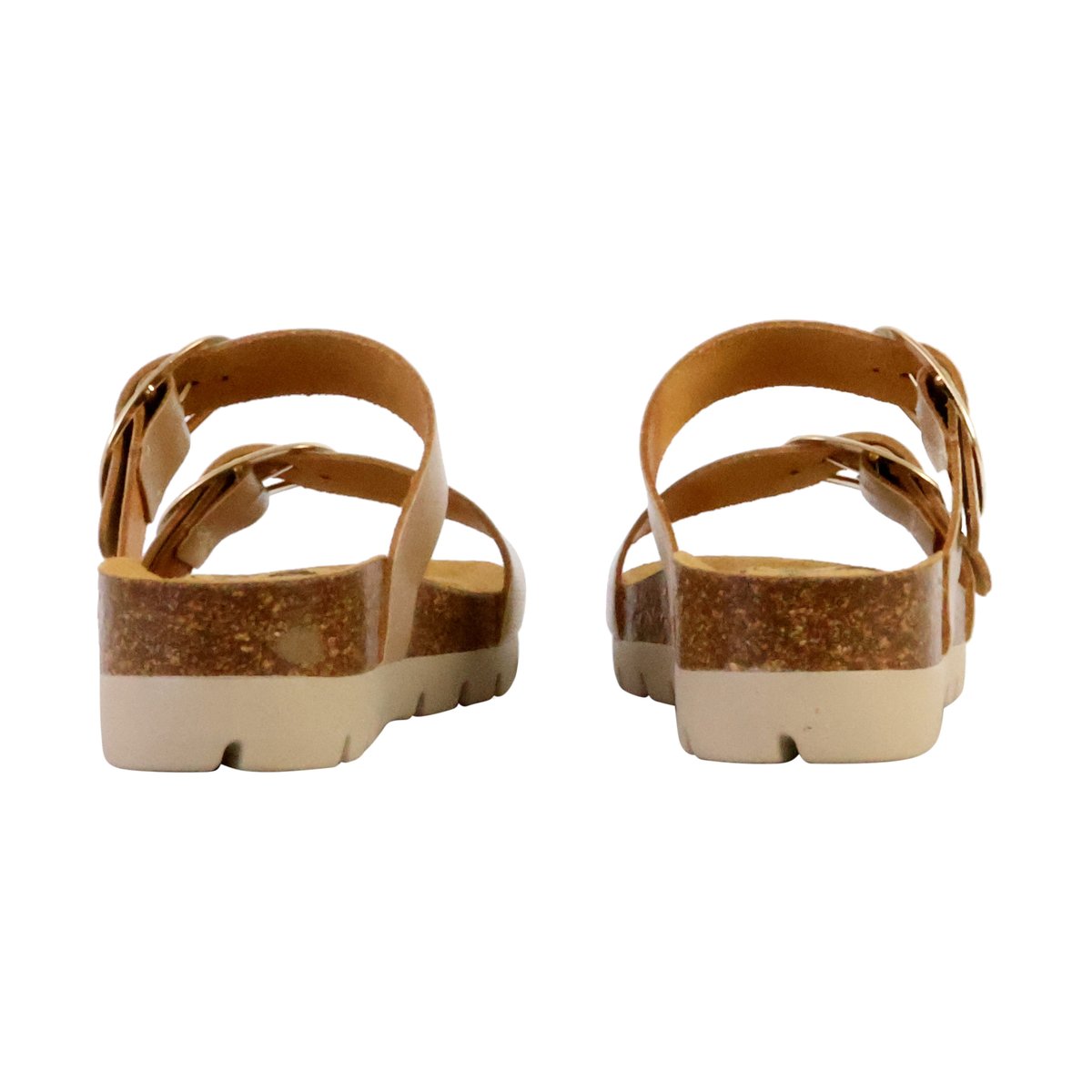 Mules Compensée Cuir Combarro or, PLAKTON