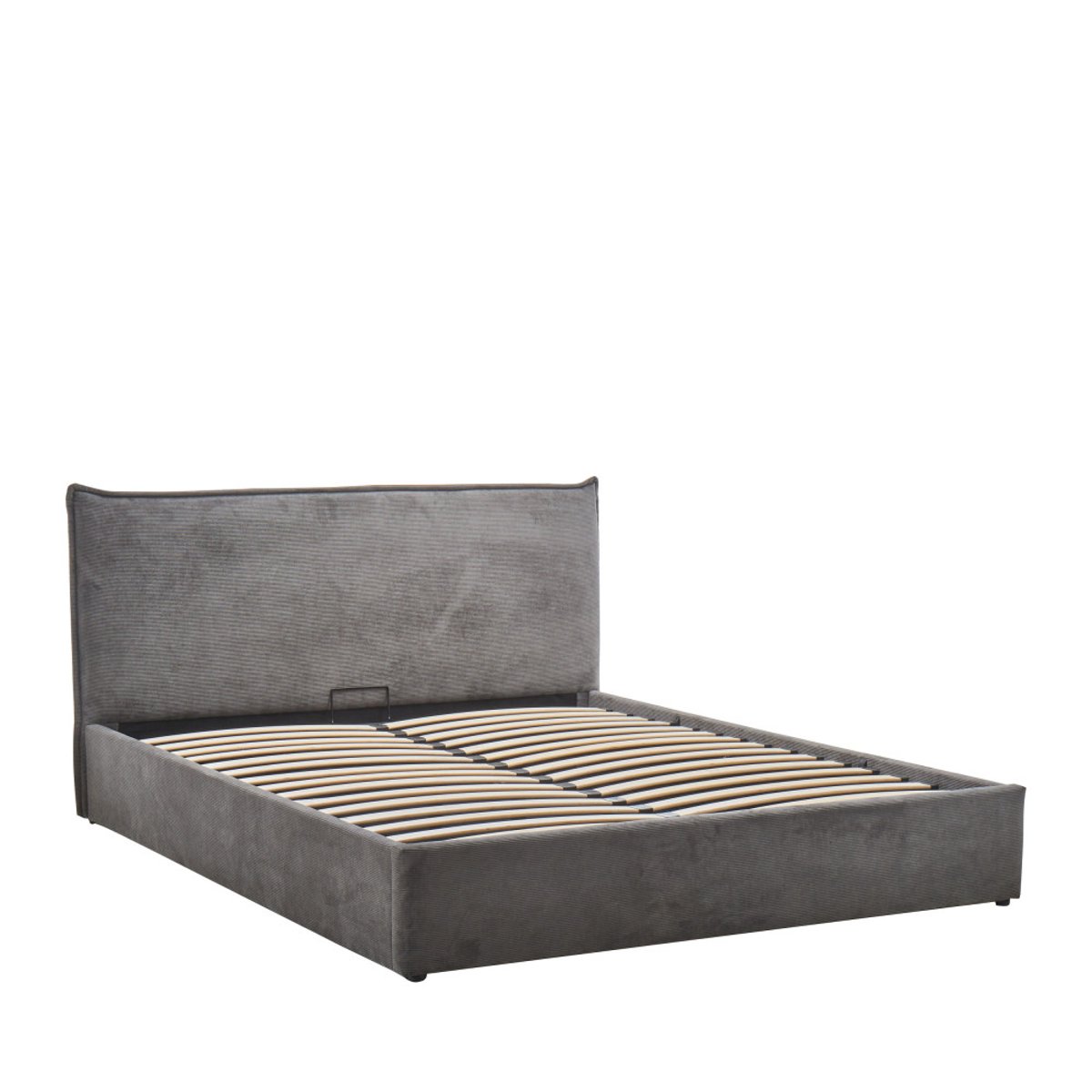 Lit coffre en velours côtelé 160x200cm- CAMA gris, DRAWER