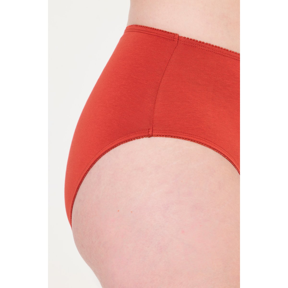 Culotte midi en coton bio, liseré fantaisie rouge brique, ULLA POPKEN